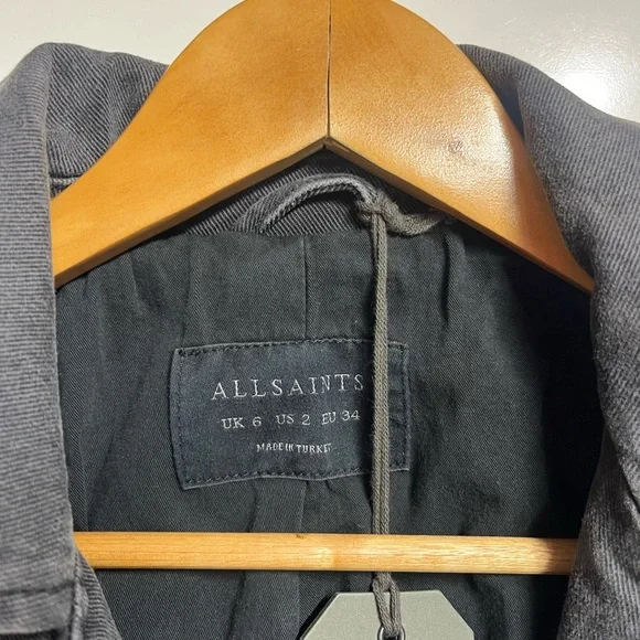 NEW NWT All Saints Balfern Denim Biker Jacket in Washed grey size 2 women’s - Picture 6 of 14